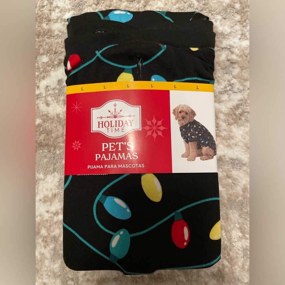 Holiday Time Pet Pajamas with Festive lights Pattern size L-NWT